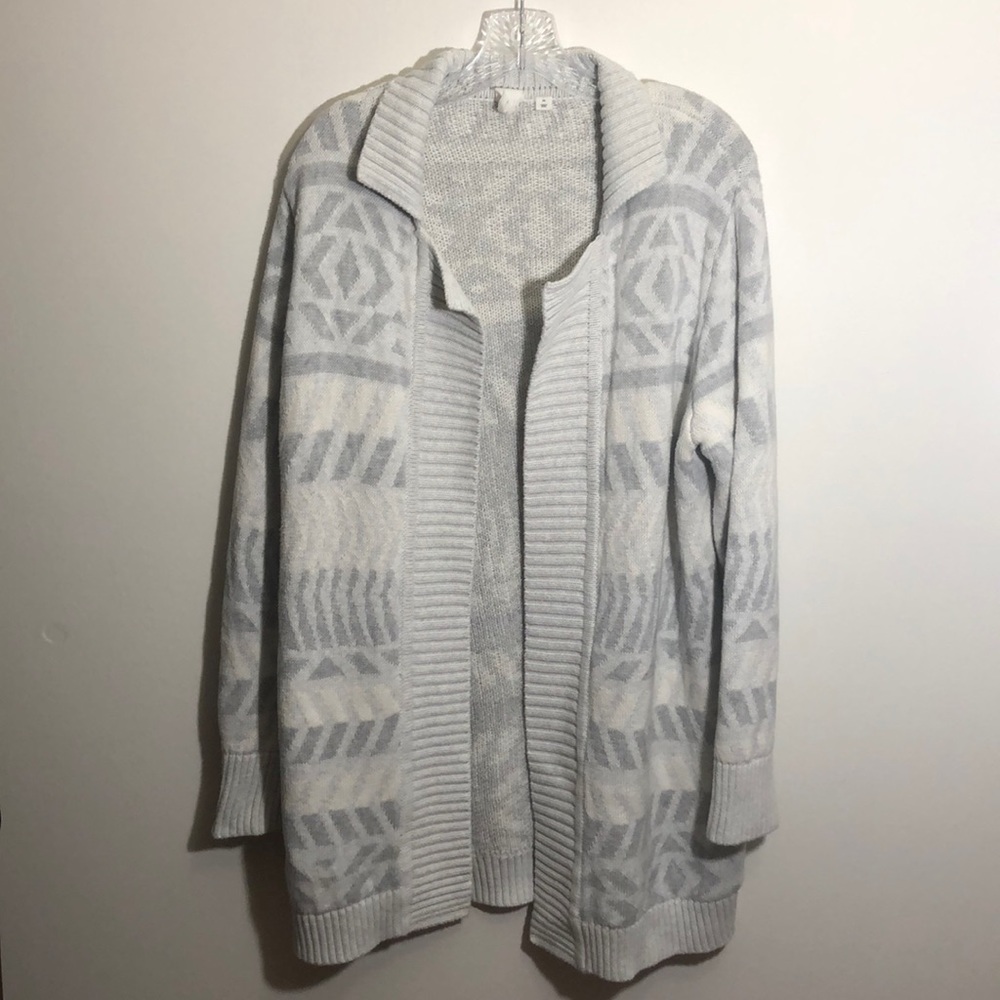 Gap Gray/White Long Cardigan Sweater - Size XL